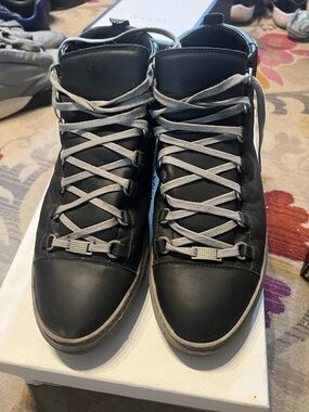 Balenciaga White Box with Black Text and Black Shoe Soles